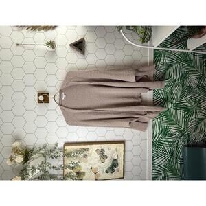 Evereve Textured Taupe Dolman Sleeve Open Front Cardigan Sweater - Size - Small